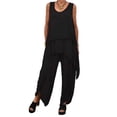 thumbnail image 5 of ZenCart Two Piece Outfits for Women Casual Sleeveless Irregular Top Wide Leg Pants Set Loose Lounge Suit for Summer, 5 of 8