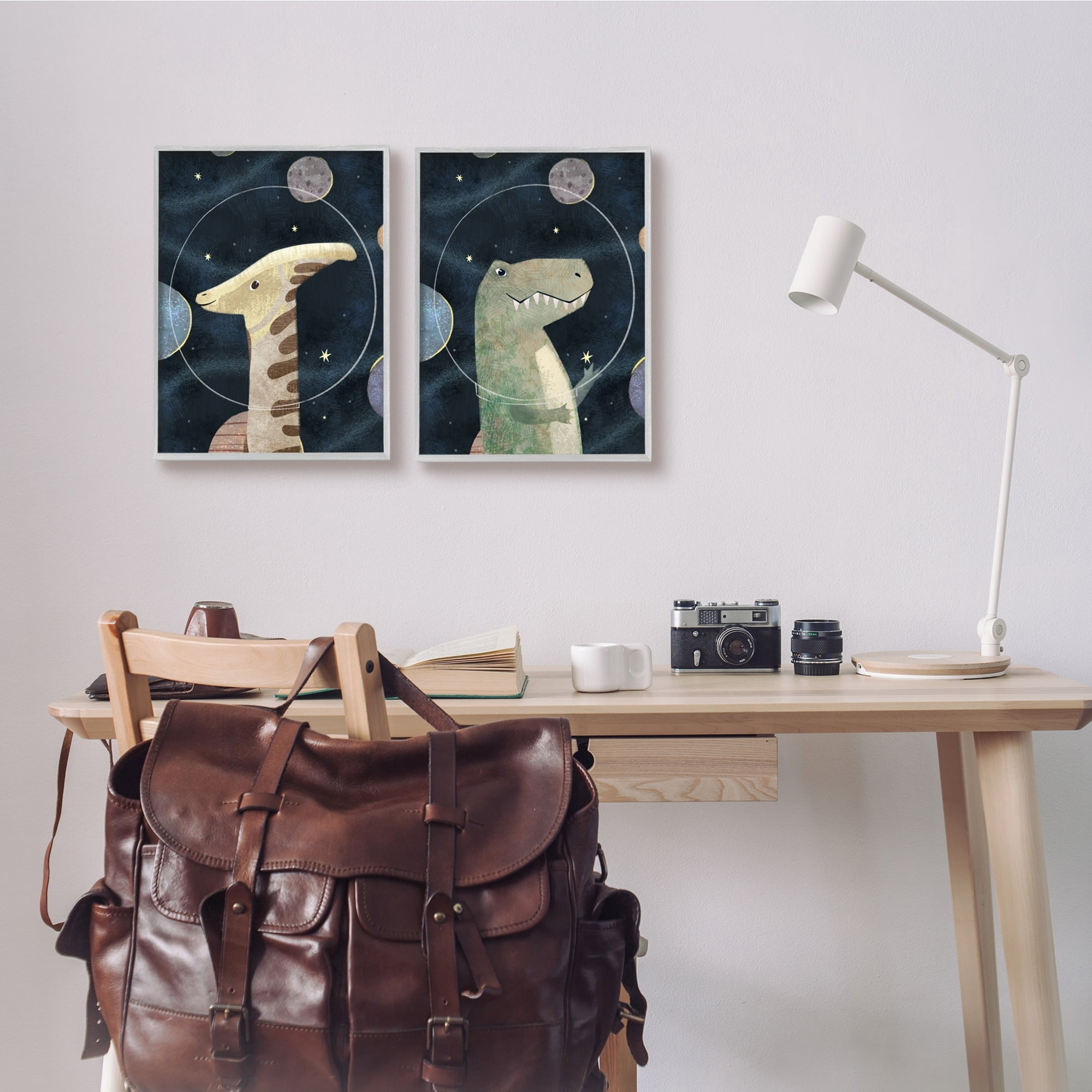 Stupell Industries Kids' Astronaut Dinosaurs Fantasy Planet Reptiles Deep Blue, 11 x 14, Design by Ziwei Li
