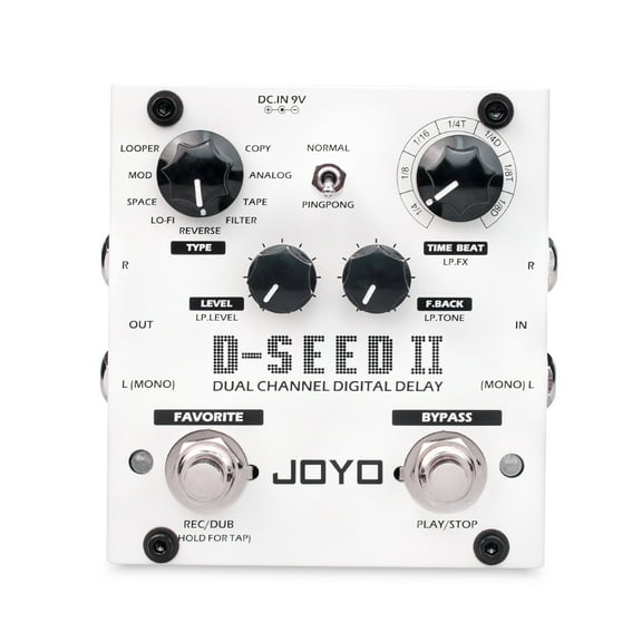 JOYO D-SEED-II Multi Stereo Delay Pedal 8 Delay Modes Dual Channel with "Looper"