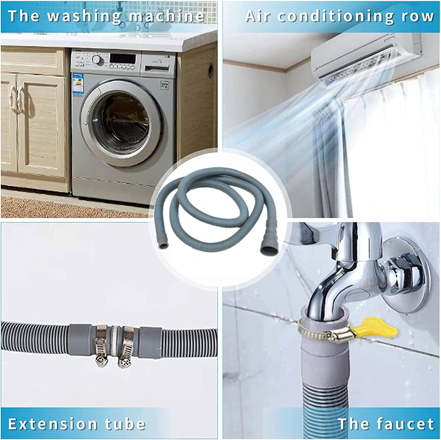 16.4ft Washing Machine Drain Hose, Universal Drain Hose Extension Kit for Washer, Dishwasher, Flexible Dischar Hose for LG/ / Samsung, Fit up to 1-1/2 Inch Drain Outlets (16.4)