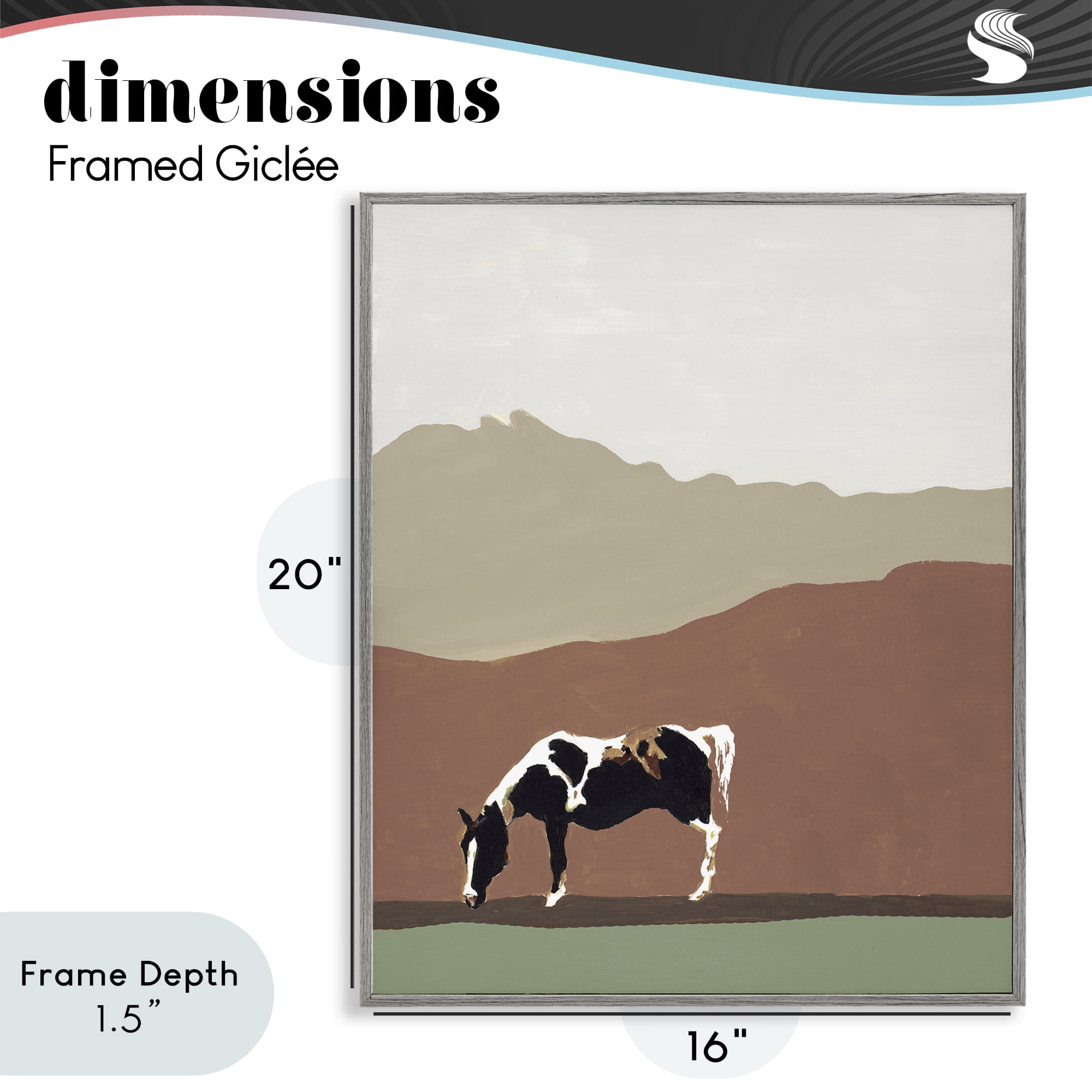 Stupell Industries Modern Mountains Horse Gray Framed Giclee Art, design by Patricia Pinto