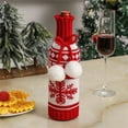 thumbnail image 2 of Cubierta Para Botella De Vino Con Diseño De Papá Noel, Muñeco De Nieve Y Árbol De Navidad. Cubierta De Punto Para Botella De Vino., 2 of 3