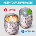 thumbnail image 4 of 12oz Stemless Wine Tumblers Pioneer Flower Floral Print Pattern Vacuum Insulated Stainless Steel Travel Tumbler Cups Mug with Lid and Straw for Champaign,Cocktail,Beer with Cleaning Brush, 4 of 5