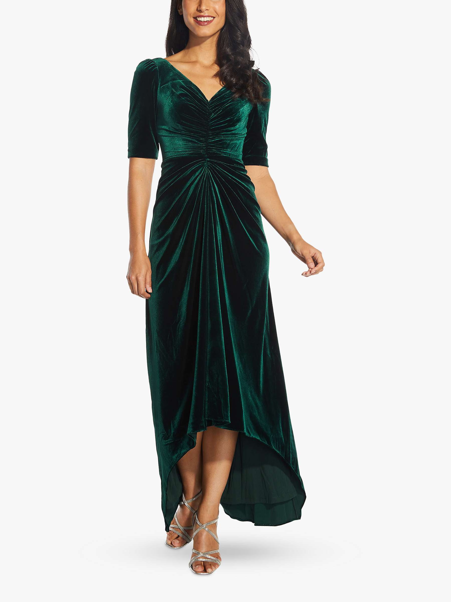 Gathered Stretch Velvet Gown 