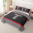 thumbnail image 3 of Homewish Racing Flag Quilt King for Boys, Monogrammed T King Coverlet Set, 3 of 7