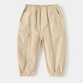 thumbnail image 2 of 3-4T Toddler Cargo Jogger Pants Contrast Stitch,Kids Spring Fall Elastic Waist Cotton Twill Multi Pocket Loose Casual Workwear Trousers for 3T 4T 5T 6T 8T 9T Boys Girls,Beige, 2 of 4