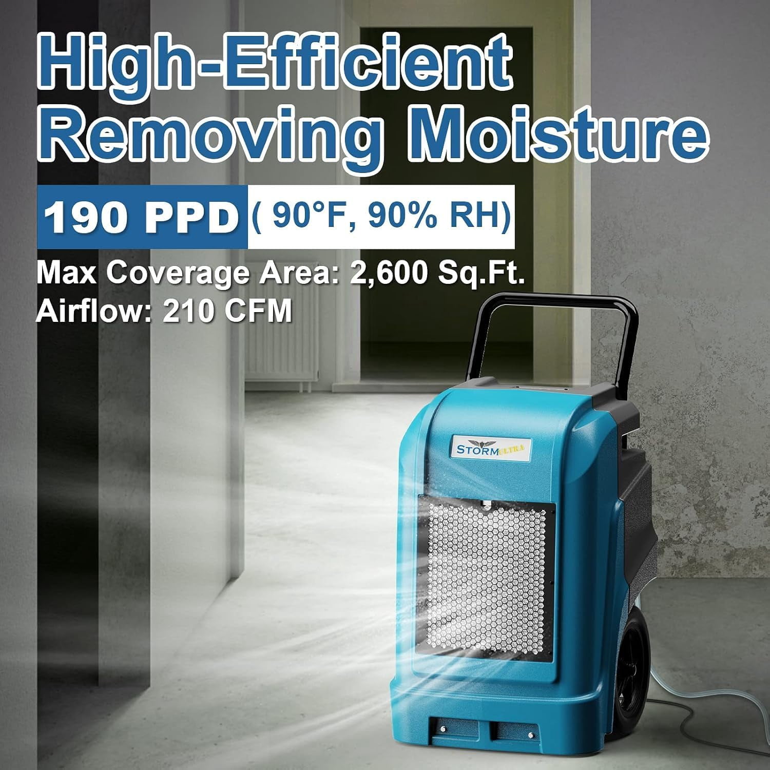 AlorAir 190PPD Commercial Dehumidifier with Pump & Drain Hose, APP Control Smart WiFi Industrial Dehumidifier for Home, Basements, Garages, Job Sites, 5 Years Limited Warranty