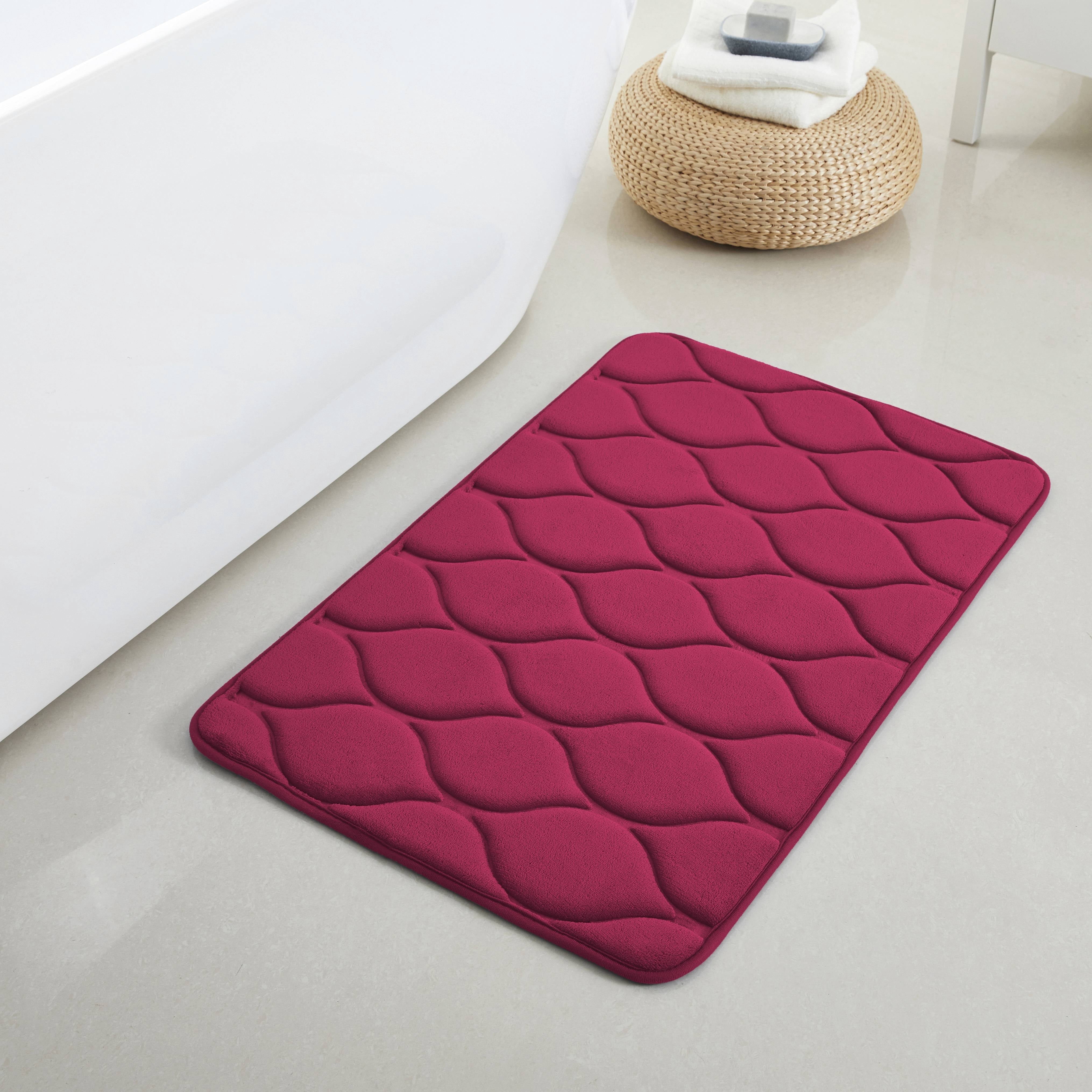 Yafa Home Fashion 1pc:17" X 24" Bath Rug, Memory Foam; Water Absorbent & Non-Slip Bathmats(Burgundy)