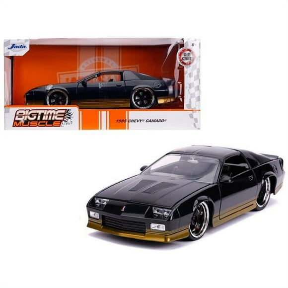 Jada 31457 1985 Chevrolet Camaro Z28 Black Metallic with Gold Stripes Bigtime Muscle 1 by 24 Diecast Model