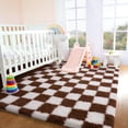 thumbnail image 4 of ZENELESS Checkered Fluffy Area Rugs for Living Room,4x6 Soft Plush Carpet for Bedroom Bedside Kids Teen Dorm Nursery Home Decor,Creamy White and Coffee, 4 of 7