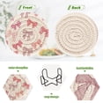thumbnail image 4 of 6 Pcs Drink Coasters with Holder 3.94in Woven Coasters for Drinks Pink Bows Pattern Coaster Set for Protection Table, 4 of 7