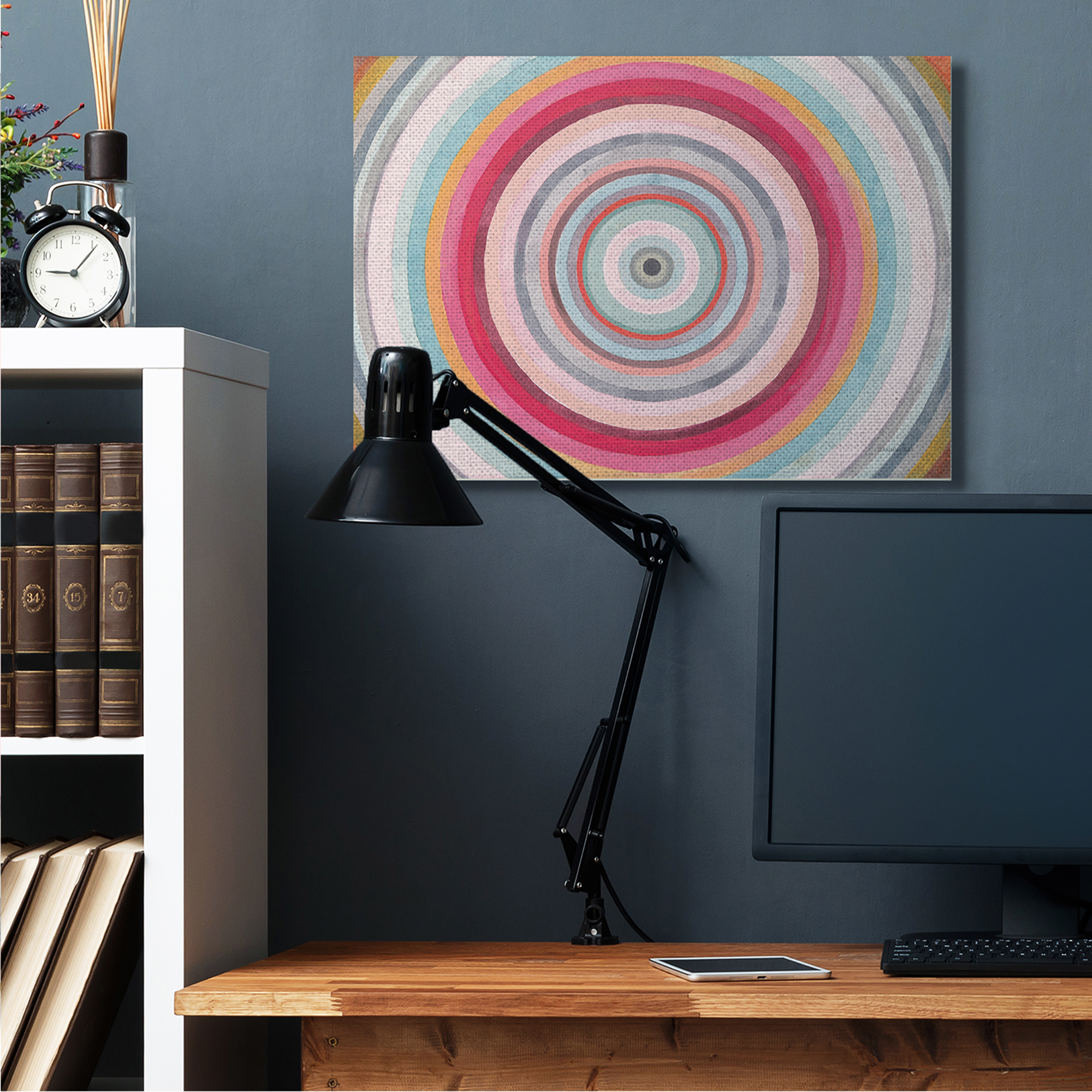 Stupell Industries Warm Tone Abstract Layered Shapes Circular Rings Canvas Wall Art, 30 x 40, Design by Danhui Nai