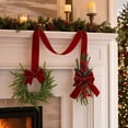 thumbnail image 4 of Christmas Double Ended Door Hanger, Long Velvet Ribbon Decoration with Artificial Pine Sprigs, Red Berries and Bow for Front Door, Window, Wall, Porch and Indoor Holiday Display, A, 4 of 7