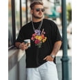 thumbnail image 2 of Men's T-Shirt Colorful Floral Carnation Short Sleeve Casual Tee Classic Crew Neck T-Shirt for Men, M, 2 of 7