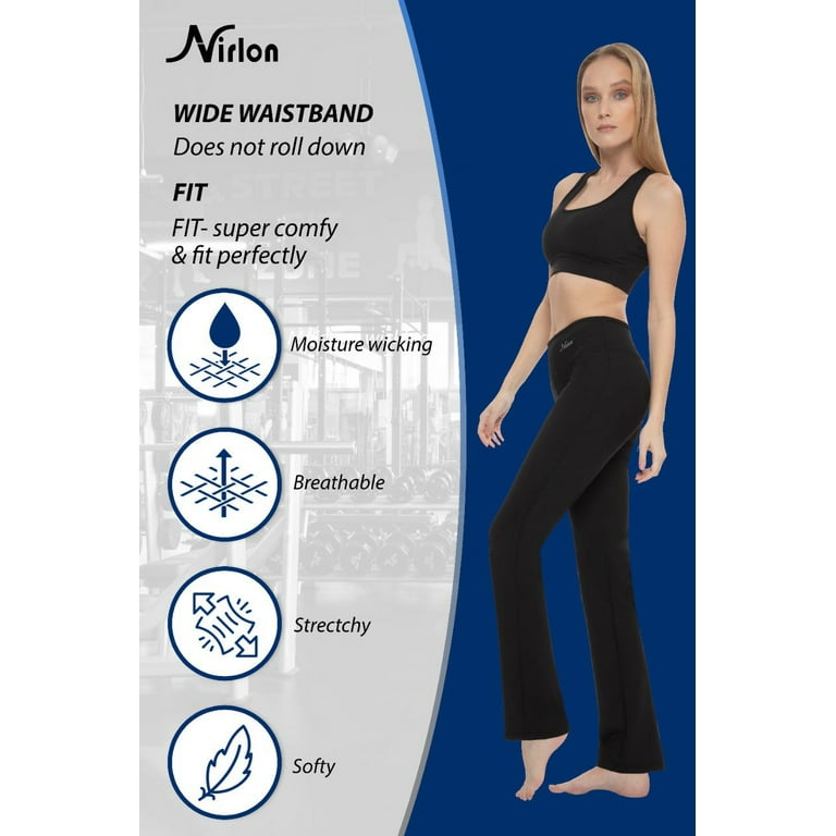 Nirlon Straight Leg Yoga Pants For Women - High Waisted Workout Leggings 