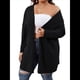thumbnail image 3 of Suéter Tipo Cárdigan de Punto con Abertura Frontal, Liso y Acanalado, para Mujer Negro XXL, 3 of 8