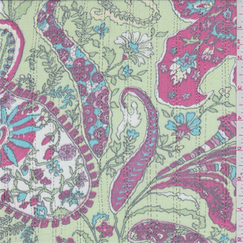 Pale Green Floral Paisley Silk Crinkled Chiffon, Fabric By the Yard ...