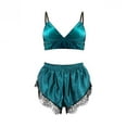 thumbnail image 2 of Nnhblu Pajama Set for Women Daily,Two Piece Sexy Lace Flower Satin Lingerie top and Shorts Sleepwear Pajama Set Womens Pajama Sets Pajamas for Women Discount Clearance Green - XL, 2 of 6