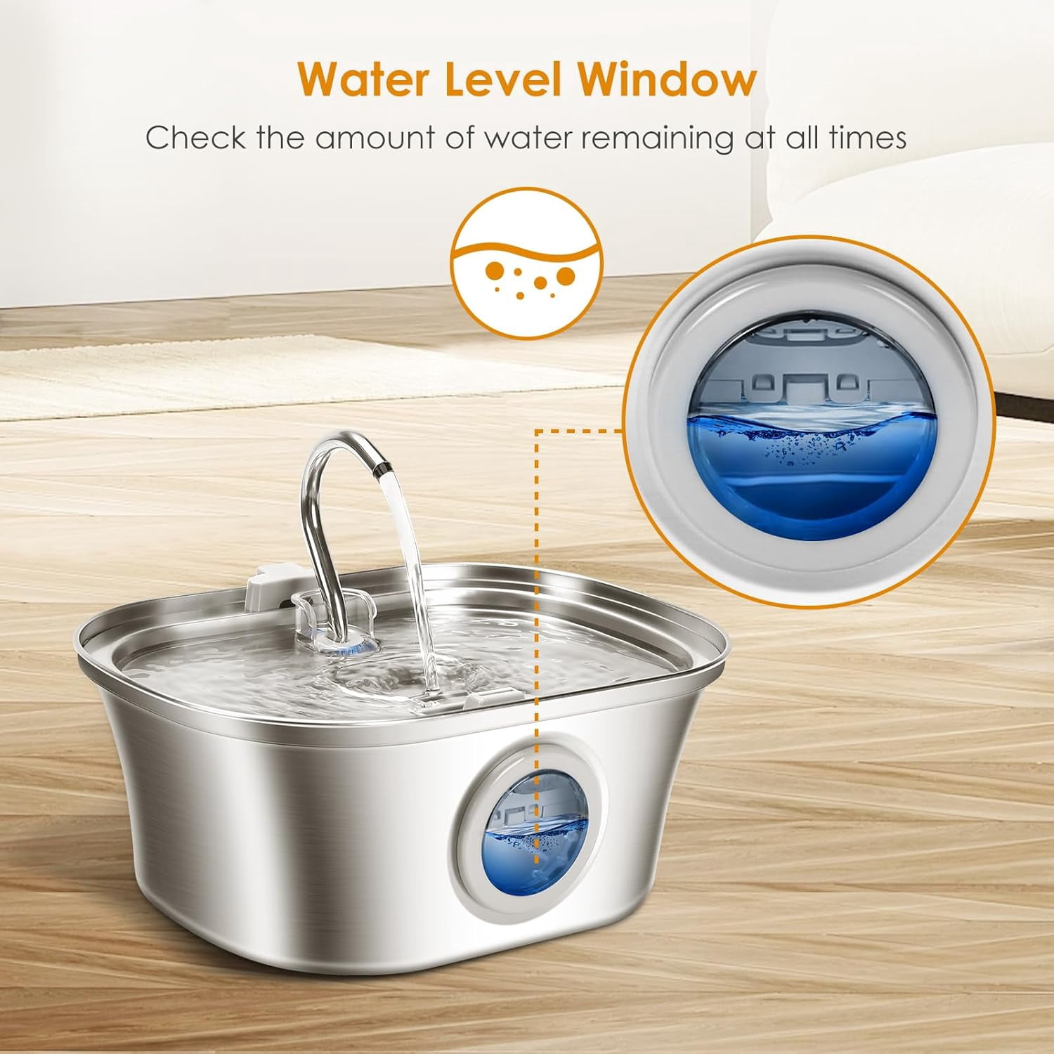 Petavista 3.2L/108oz Cat Water Fountain Stainless Steel Faucet Automatic Fountain with Silent Pump