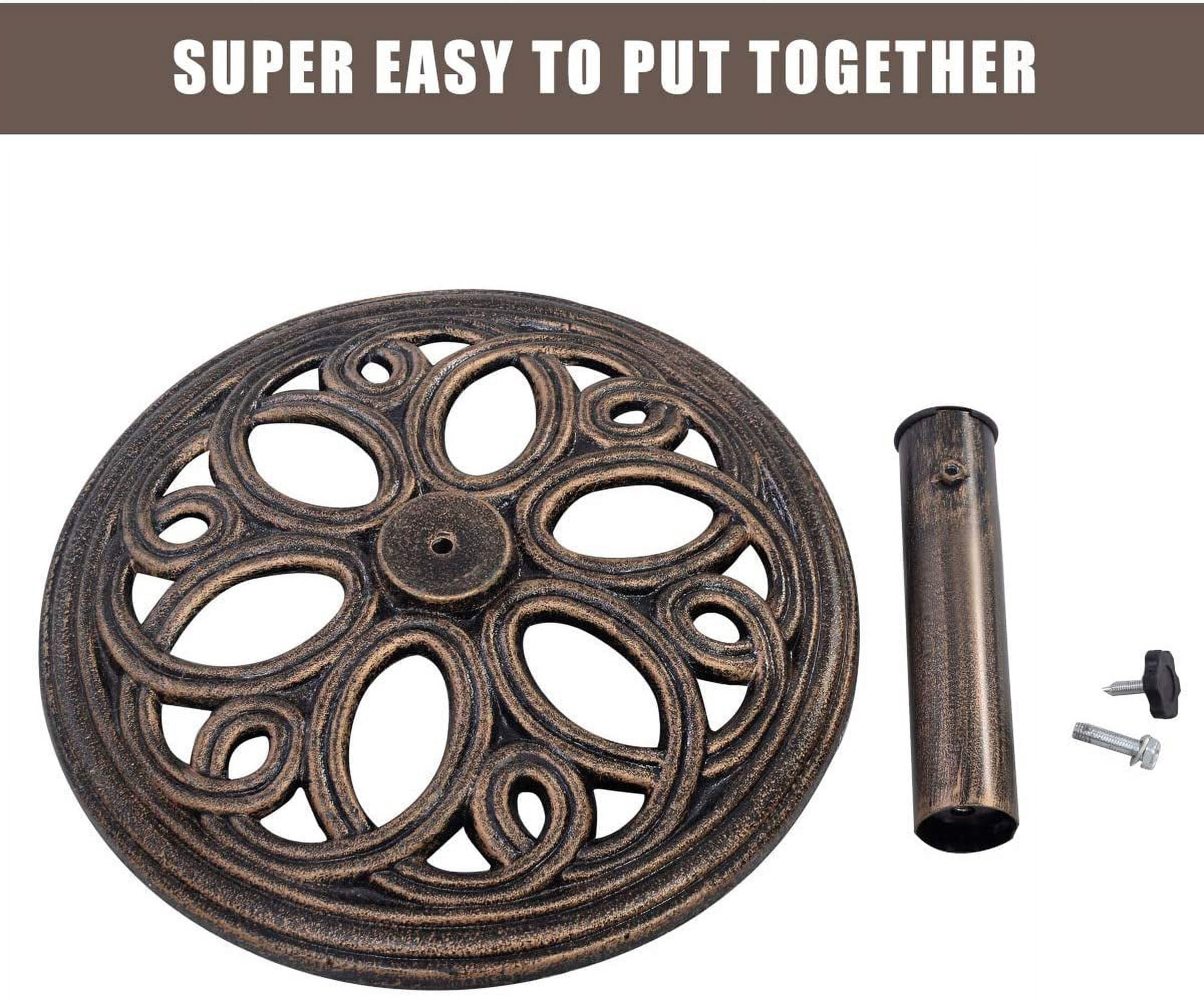 Themis 18" Round Umbrella Base Stand 23Lbs Cast Iron Market Patio Outdoor Deck Porch Lawn Garden Heavy Duty Patio Umbrella Base Stand