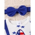 thumbnail image 5 of Raccmtaty Baby Girls Fourth of July Outfits Short Sleeve Star Romper + Headband Set Newborn Clothes, 5 of 7