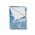 thumbnail image 2 of Beach Soft Flannel Fleece Blanket, Realistic Illustration Lighthouse on Calm Seashore Flying Seagulls Ocean Scenery, Cozy Plush for Indoor and Outdoor Use, 50" x 70", Vermilion Blue, by Ambesonne, 2 of 6