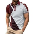 thumbnail image 2 of Vivianyo HD Short Sleeve Shirt for Men,Big Men Casual Solid Turndown Pullover Patchwork Zipper Short Sleeve Blouse, 2 of 5