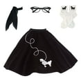 thumbnail image 6 of Hip Hop 50's Shop 1950s Adult 4 Piece Poodle Skirt Costume Outfit for Women with Accessories (glasses, socks, scarf) (XLarge/2XLarge Black w/White), 6 of 7