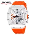 thumbnail image 1 of Reloj electrónico SKMEI 2398 con doble pantalla, resistente al agua 50m y correa de silicón naranja - Funciones múltiples como cronómetro, alarma y luz nocturna, 1 of 7
