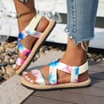 thumbnail image 4 of HTHLVMD Women's Boho Crisscross Strappy Sandals, Women's Flat Sandals Comfortable Open Toe Rubber Thong Cushion Easy to Clean for Women Indoor Outdoor Vacation, Blue 6, 4 of 5