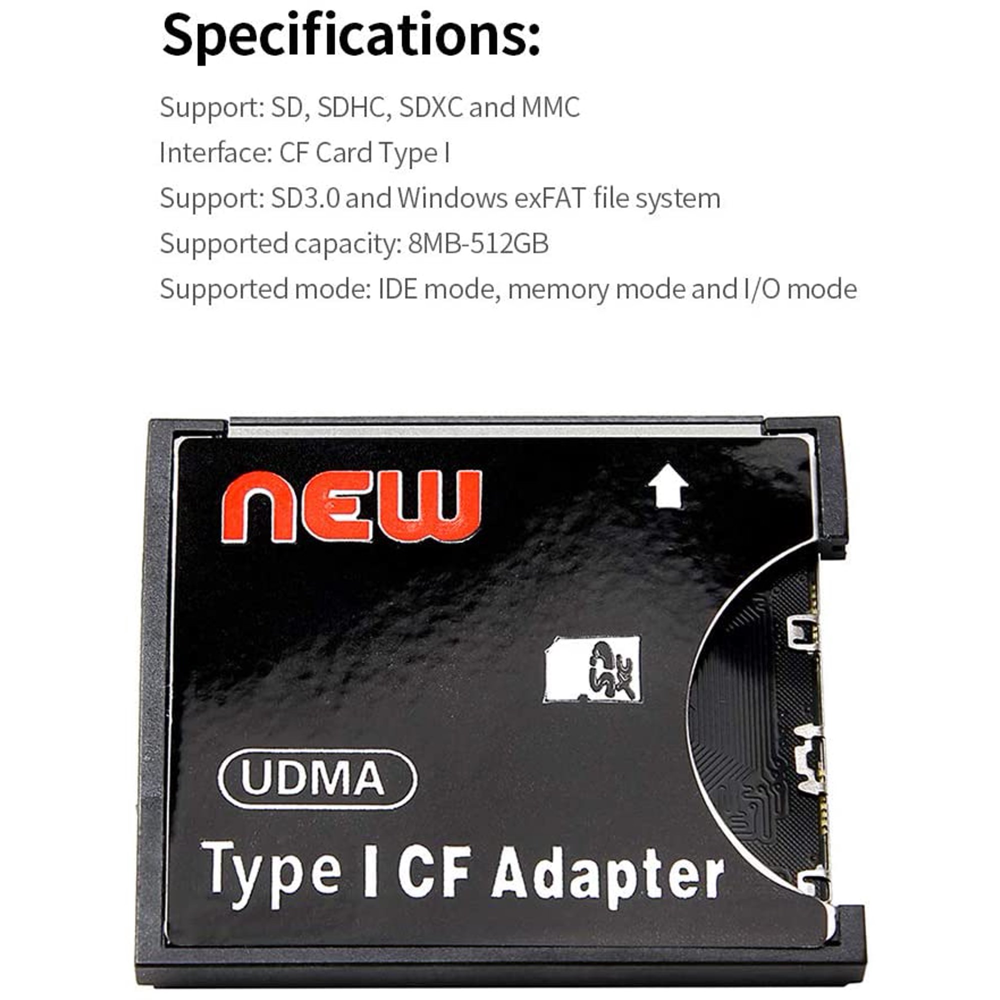 CF Card Adapter SD To - Convert SD/SDHC/SDXC To Compact Flash Type I ...