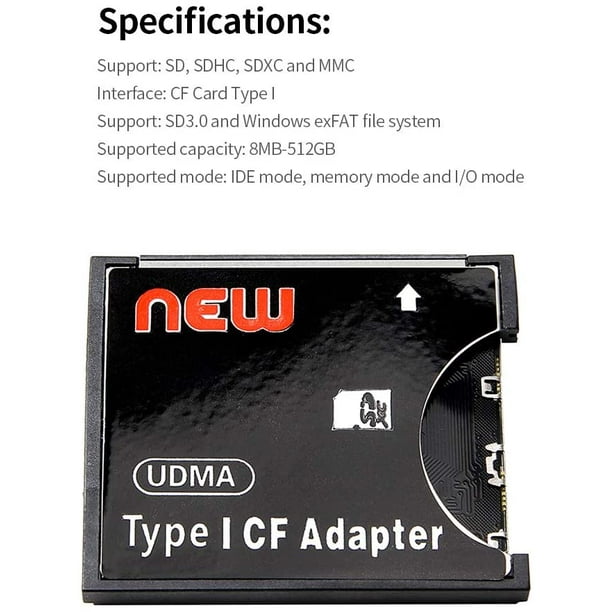 SD to CF Carte Adaptateur SD to Compact Flash Type I Convertisseur