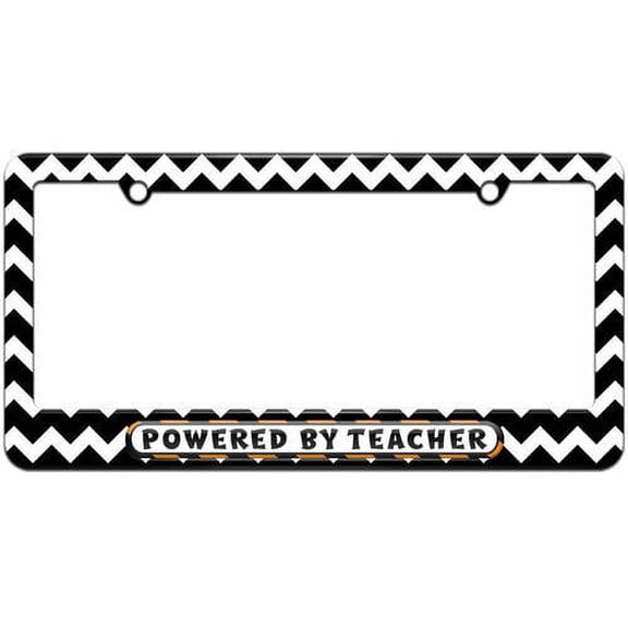 Powered By Teacher License Plate Tag Frame, Multiple Colors