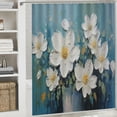 thumbnail image 6 of PRATYUS White Flowers Shower Curtain Waterproof Bath Curtain with Hooks, Kids Bathroom Decor, 100% Polyester Fiber, Washable, Bathroom Decoration 69"x72, 6 of 7
