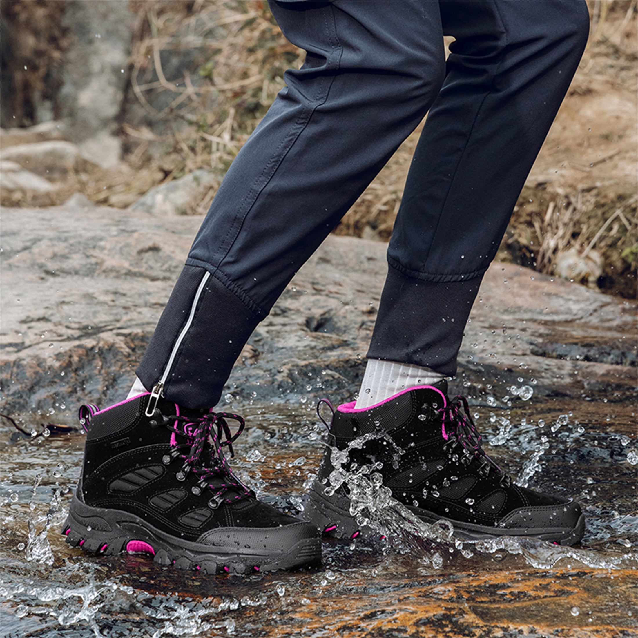 YOURDIARY Womens Mens Waterproof Anti-Slip Hiking Boots Outdoor Trekking Camping Trail Hiking Shoes