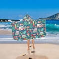 thumbnail image 2 of Yayeee Kids Hooded Towel with Hand Pockets Beach Soft Absorbent Bath Wrap 50 x 23.5 inch, Green Cartoon Truck Pattern, 2 of 5