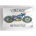 thumbnail image 1 of Motorcycle Pillow Sham, Colorful Vintage Bike with Starburst Dashed Lines and Grunge Effect Hand Drawn, Decorative Standard King Size Printed Pillowcase, 36 X 20 Inches, Multicolor, by Ambesonne, 1 of 2