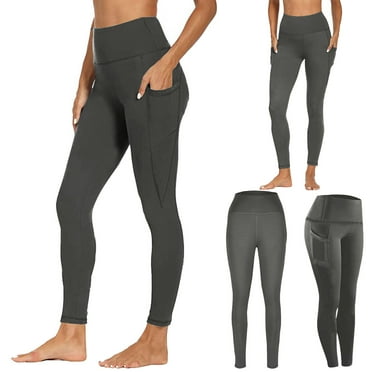 Htigea Womens Workout Yoga Pants High Waisted Tummy Control Leggings Stretchy Butt Lifting Tights with Pockets Solid Color Running Jogging Bottoms Today Deals Dark Gray,S