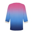 thumbnail image 6 of Sweet Home Farm 3/4 Sleeve T Shirts for Women V Neck Lace Edge Gradient Print Loose Seven Quarter Shirt V Neck T Shirts for Women Hot Pink, 6 of 6