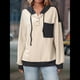 thumbnail image 4 of Sudadera con Capucha para Mujer 2025, Cuello Abotonado, Cordón Ajustable, Sudadera Informal de Larga, Camisetas. Albaricoque XL, 4 of 9