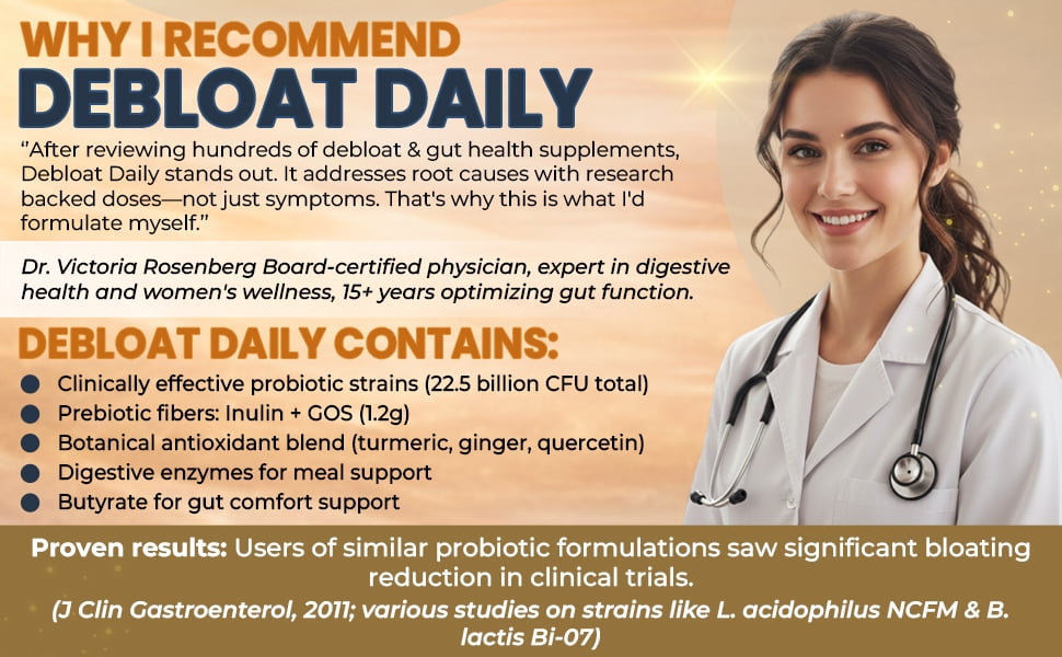 Debloat Daily 3-in-1 Prebiotic, Probiotic & Digestive Enzyme Gummies - 22.2B CFU Gut Health & Bloating Relief - Tropical, 60ct