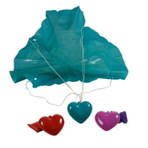 Fun Express 1 3/4" Bulk 48 Pieces Valentine Heart Red, Blue & Purple Plastic Parachute Toys