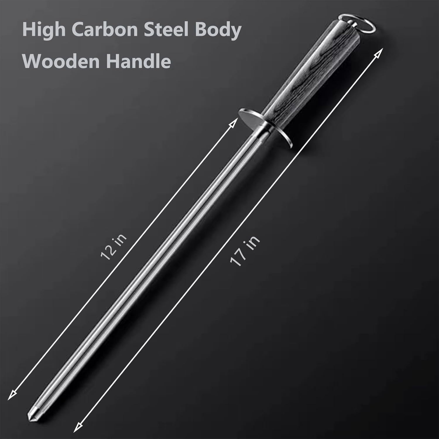 Professional Honing Rod -12 inch High Carbon Steel Knife Sharpener Rod Colorful Color Wood Handle,Sharpening Rod Belt Magnetization,Honing Steel Quick Sharpening,Chef's Sharpening Tool