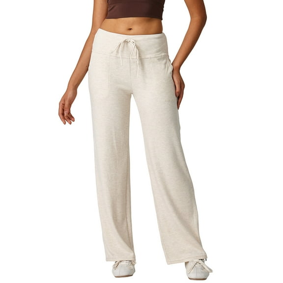 Women'S Casual Pants Wide-Leg Sweatpants with Pockets Y2K Milk Apricot Color XL