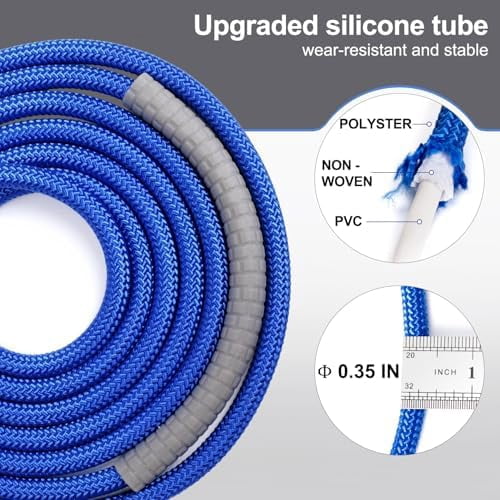 1LB Weighted Jump Ropes for fitness Women Men, Aluminum Handles for MMA, Boxing, CrossFit, Weight-loss Workouts, Tangle-Free Ball Bearing Rapid Speed Skipping Jump Rope with Adjustable 9mm Cotton