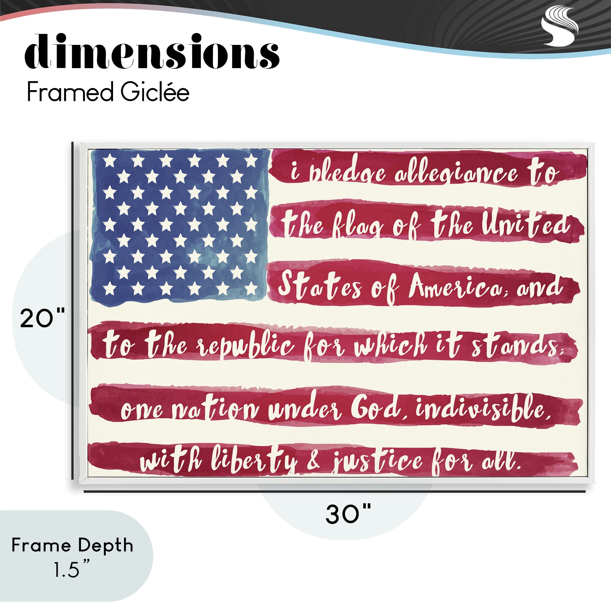 Stupell Industries Pledge Of Allegiance Flag Stripes White Framed Giclee Art, design by Sophie 6