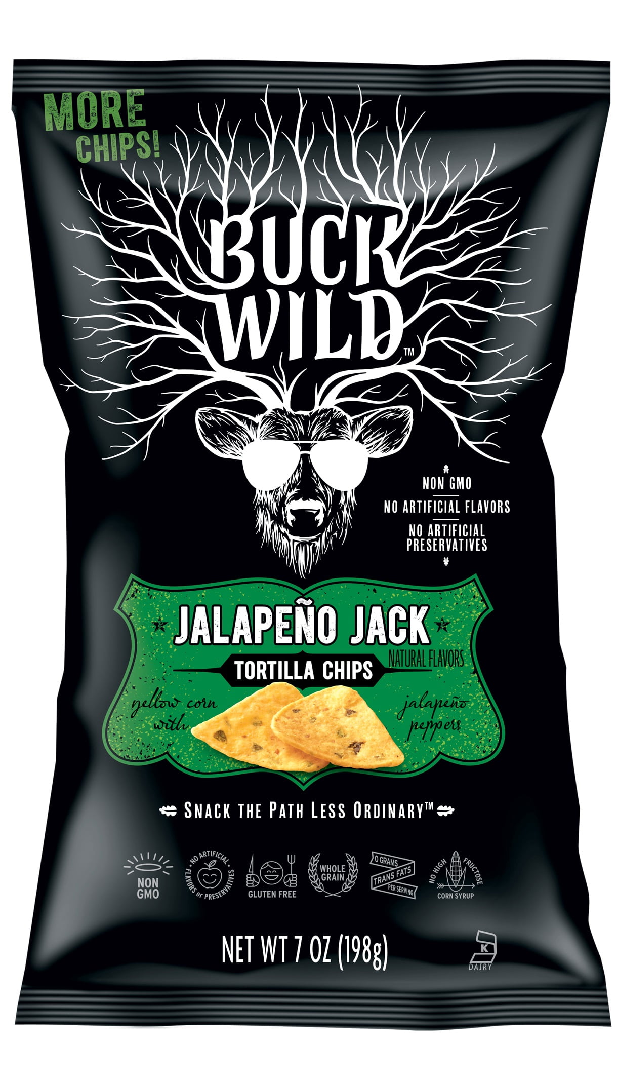 Buck Wild Jalapeno Jack Tortilla Chips, 7 oz
