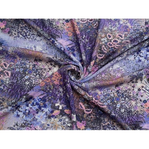 Wildflower Fusion Viscose Challis Fabric Minerva Exclusive - per yard