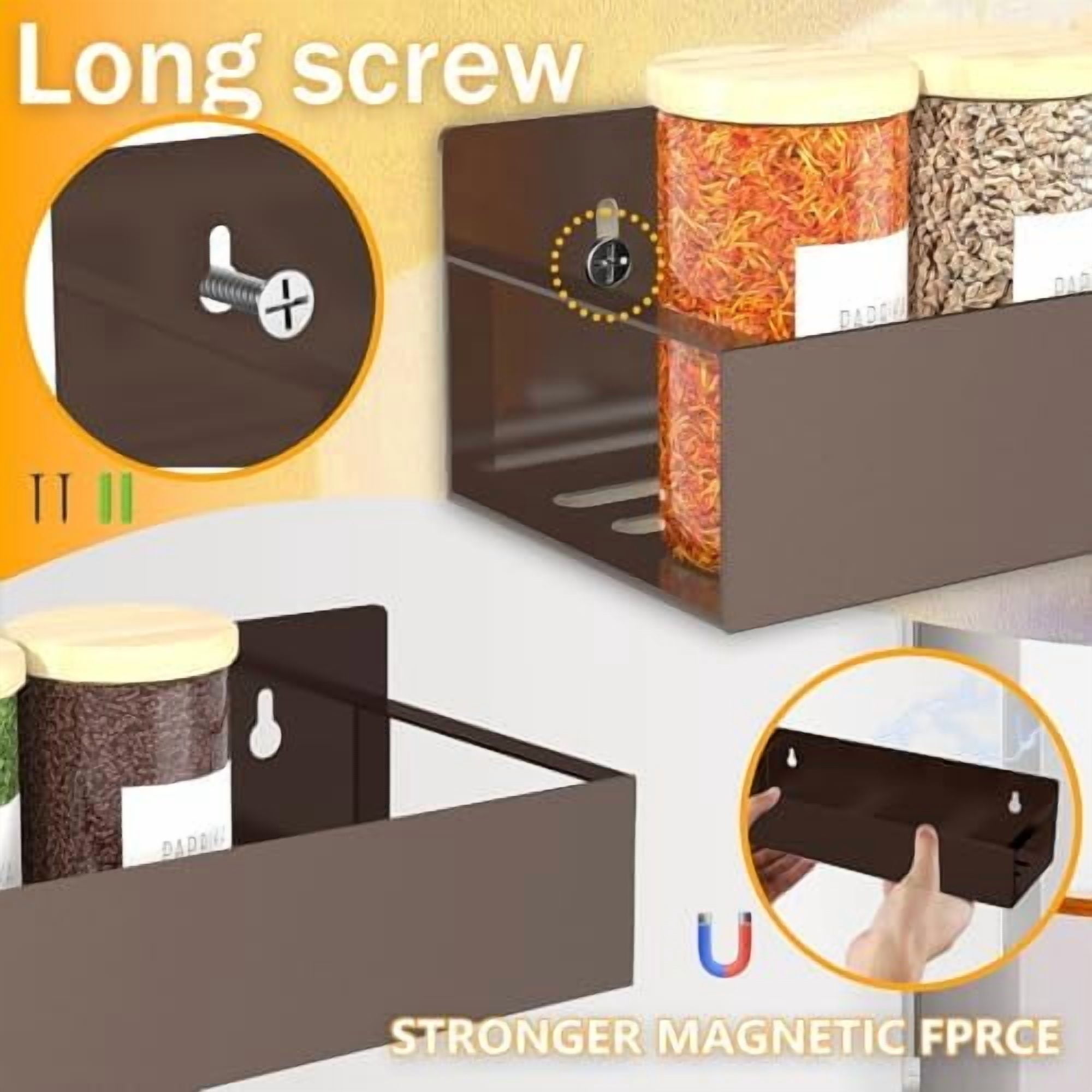 Magnetic Spice Rack for Refrigerator Magnetic Shelves Storage Seasoning Organizer for Fridge(4pack-Bronze)