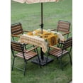 thumbnail image 4 of Outdoor Tablecloth with Umbrella Hole for Patio/Picnic/Party/Camping, Sunflower Waterproof Table Cloth Square Cover Washable, Green Botanical Yellow Floral Rustic Plaid (54"x 54"), 4 of 9